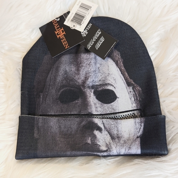 SOLD Halloween II ☆ NWT Michael Myers Beanie Hat Rolldown Mask Horror Movie - Picture 4 of 4